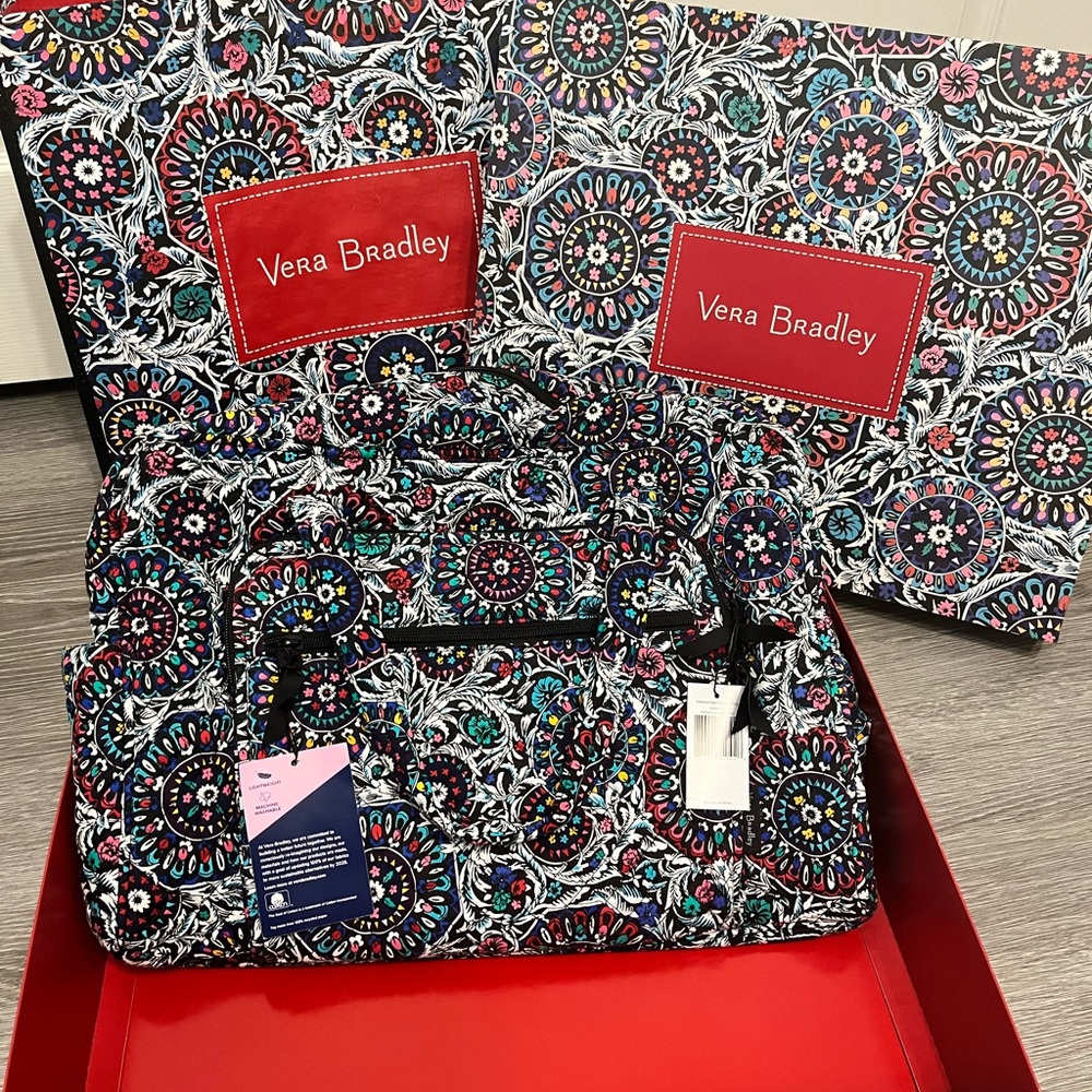 Vera Bradley Black Multicolor Paisley Travel Bag